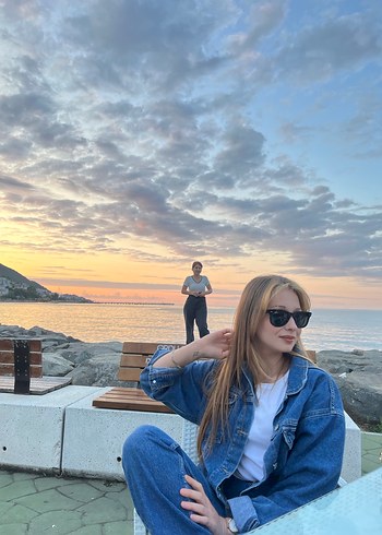 Açık Mavi Kadın Denim Ceket koton - Görsel 3