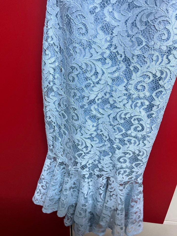 Mavi Dantel balık elbise - Görsel 4