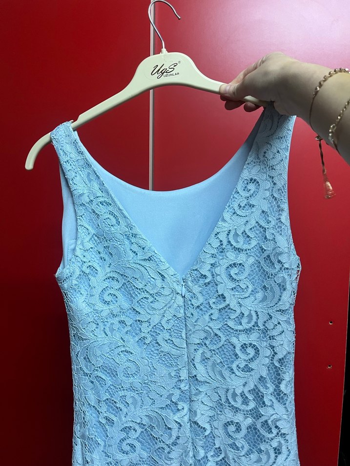 Mavi Dantel balık elbise - Görsel 2