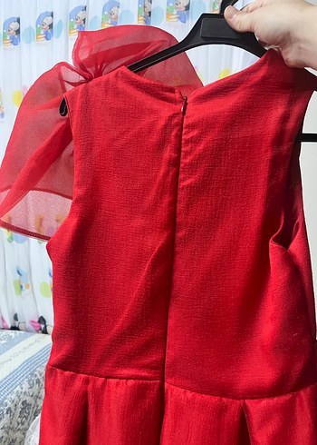 Kırmızı Midi / mini Halter Yaka İşlemeli tül Abiye - Görsel 4