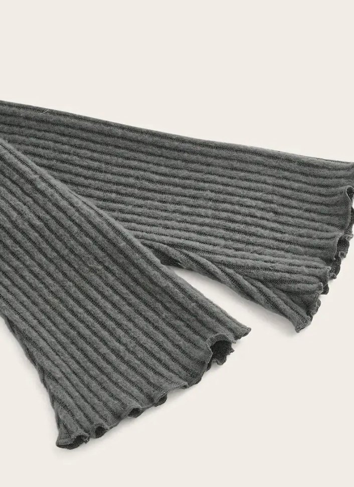 Gri Fitilli Triko Kadın Bluz - Görsel 3