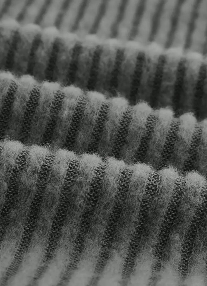 Gri Fitilli Triko Kadın Bluz - Görsel 2