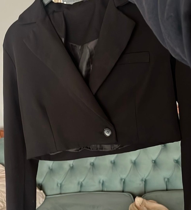 Crop blazer ceket - Görsel 3