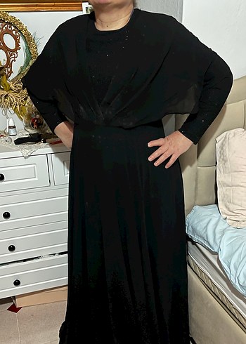 Siyah V Yakalı Uzun Kollu Salaş Elbise - Görsel 5