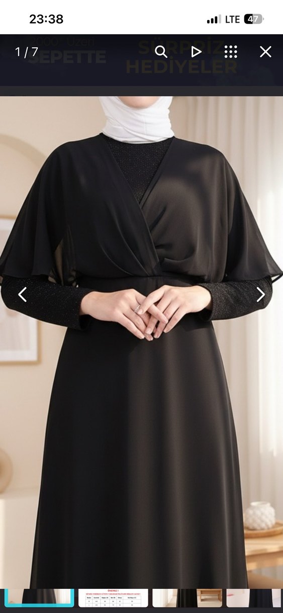 Siyah V Yakalı Uzun Kollu Salaş Elbise - Görsel 2