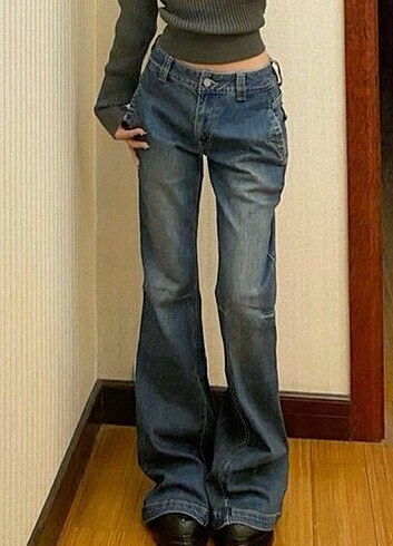 vintage düşük bel pantolon