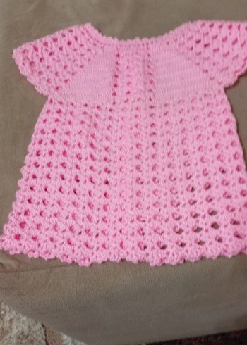 Kız Çocuk Pembe Kısa Kollu Örgü Hırka