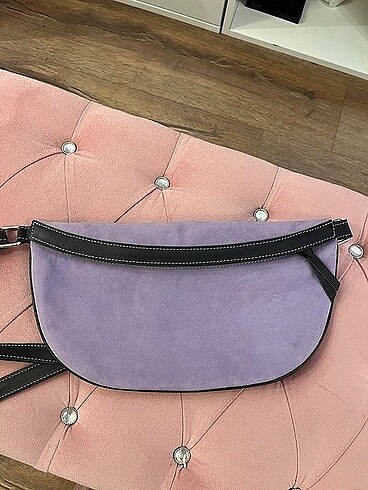 Beden mor Renk Pinkylola Design Hakiki Lila Süet omuz çantası sezonsonu