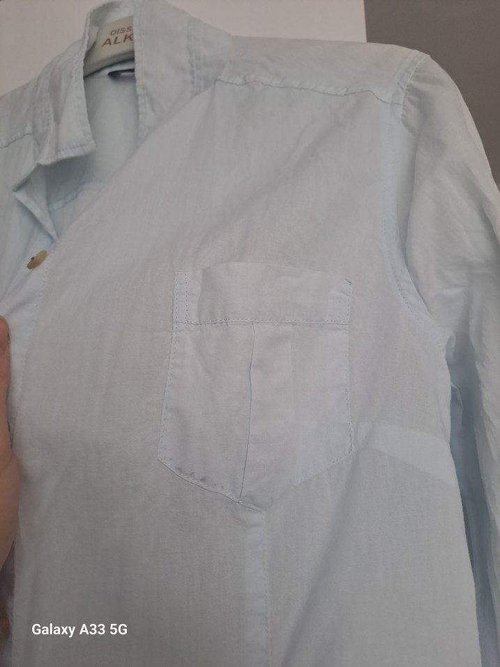 Mavi Kadın Keten Gömlek - Görsel 3