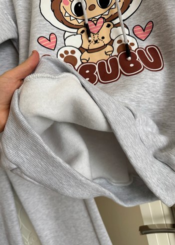 Gri Baskılı Kız Sweatshirt ve Eşofman Takımı - Görsel 2