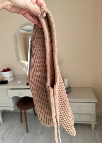 Bej Renkli Örgü Kadın Bere - Görsel 2