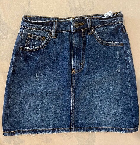 stradivarius kot denim etek