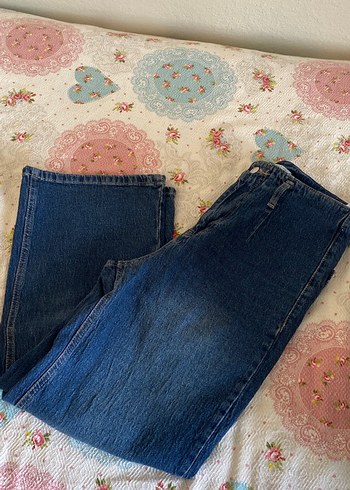 Lacivert Bol Kesim Kadın Denim Pantolon - Görsel 2