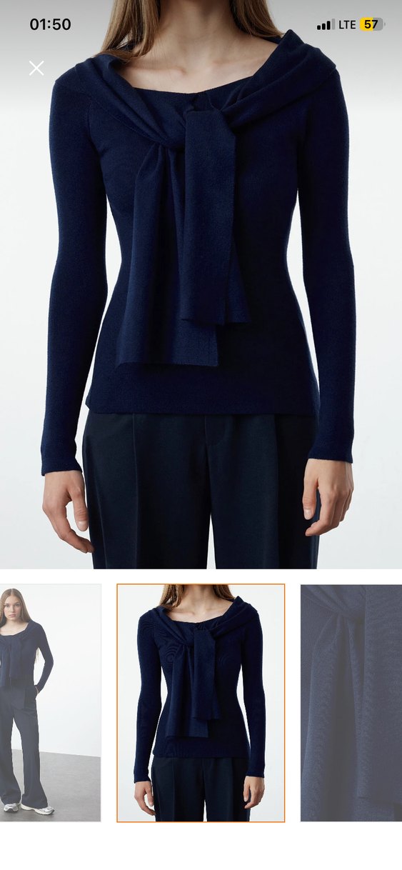 Lacivert Kadın Uzun Kollu Bluz - Görsel 2