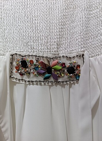 Beyaz yazlık mezuniyet elbisesi - Görsel 4