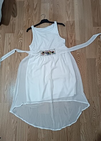 Beyaz yazlık mezuniyet elbisesi - Görsel 6