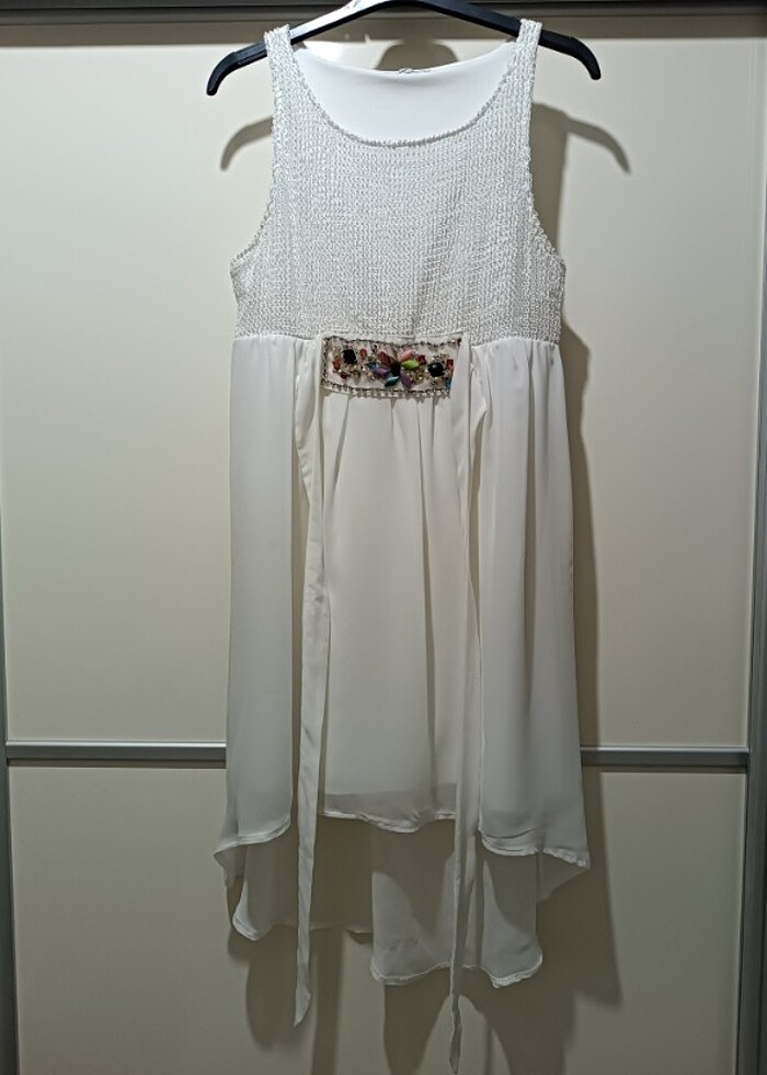 Beyaz yazlık mezuniyet elbisesi - Görsel 2