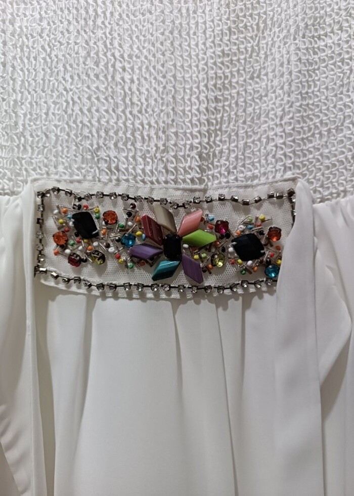 Beyaz yazlık mezuniyet elbisesi - Görsel 4