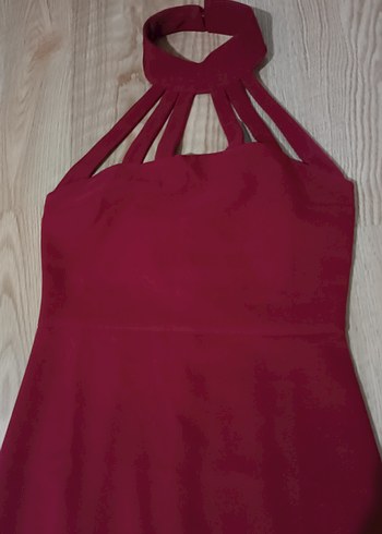 Trendyolmilla Bordo mezuniyet - nişan elbisesi - Görsel 6