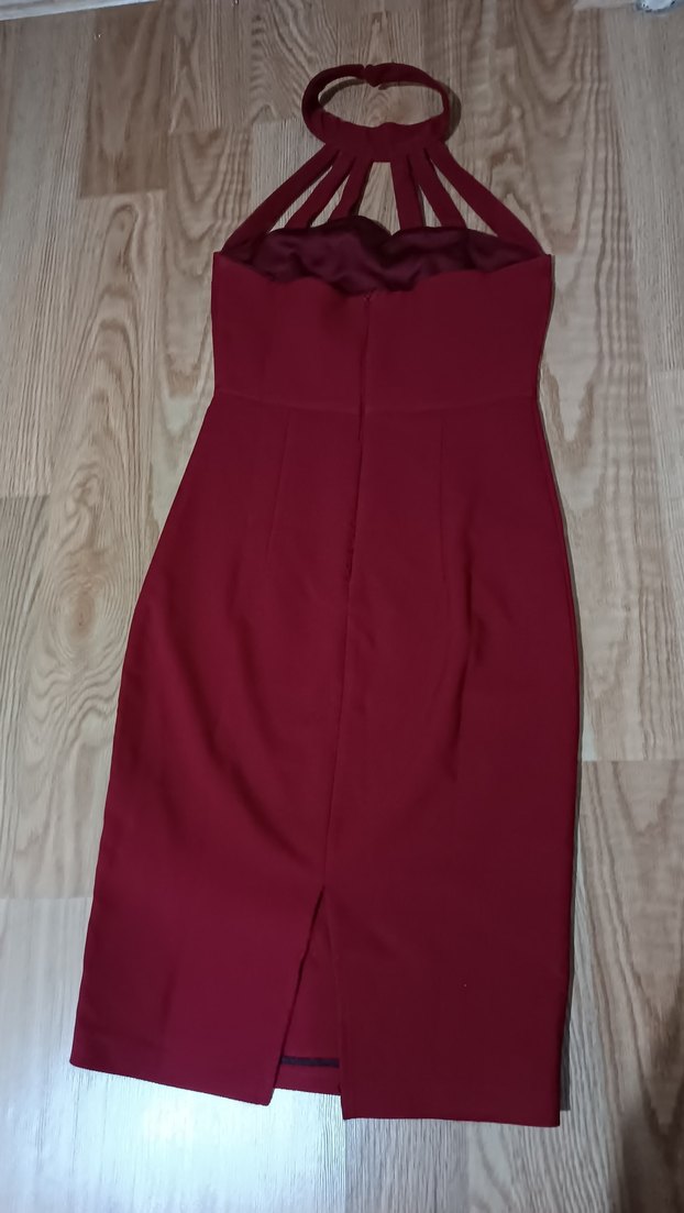 Trendyolmilla Bordo mezuniyet - nişan elbisesi - Görsel 3