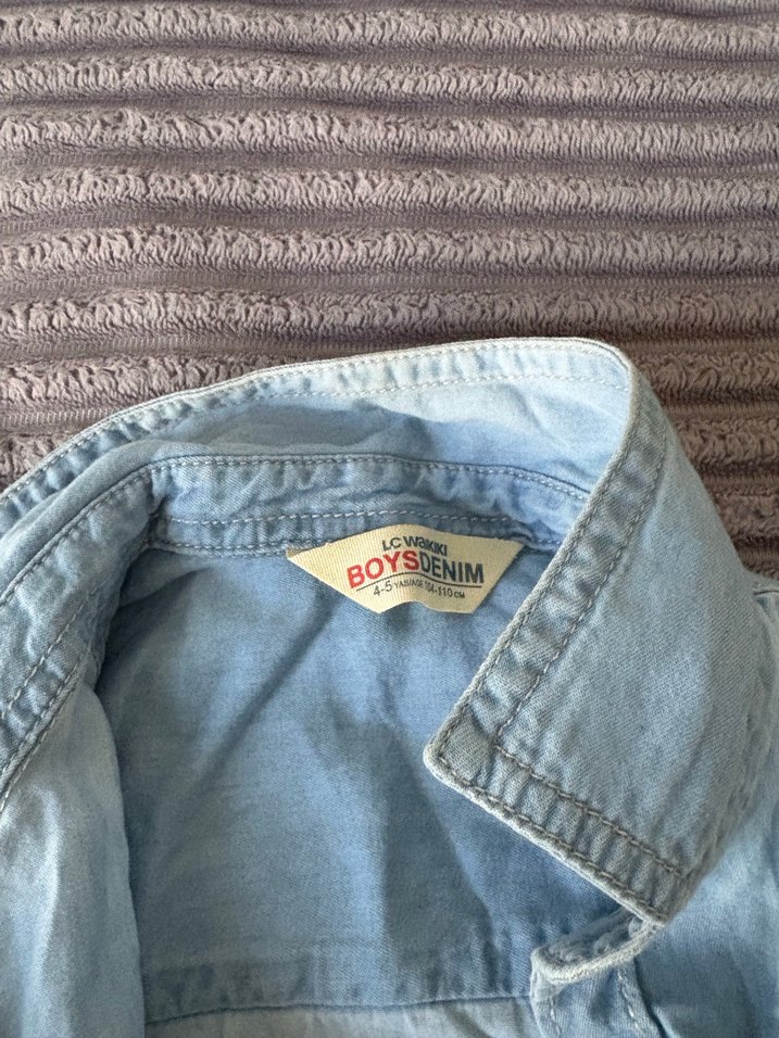 Mavi Kısa Kollu Erkek Çocuk Kot Gömlek - Görsel 3