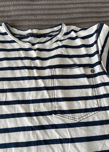Erkek Çocuk Çizgili Kısa Kollu Tişört - Görsel 2