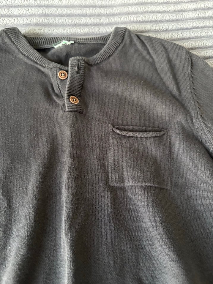 Düğmeli Gri Erkek Çocuk İnce Kazak - Görsel 2