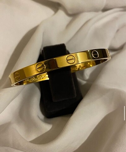 Gold Taşsız Cartier Model Çelik Kelepçe Bileklik