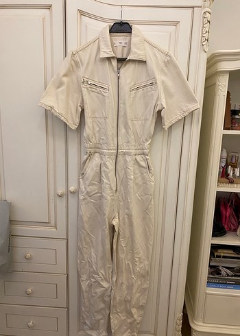 Bej Kemerli Kısa Kollu Kadın Tulum - Görsel 2