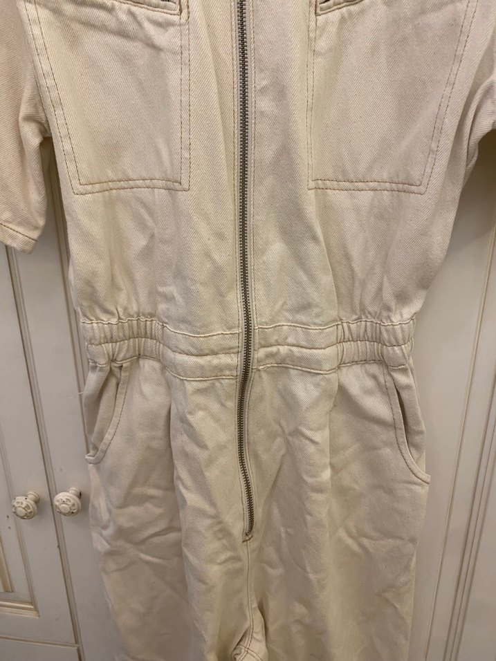 Bej Kemerli Kısa Kollu Kadın Tulum - Görsel 5