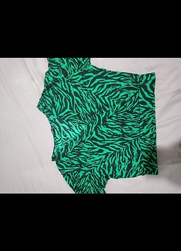 Diğer YEŞİL ZEBRA DESEN CROP