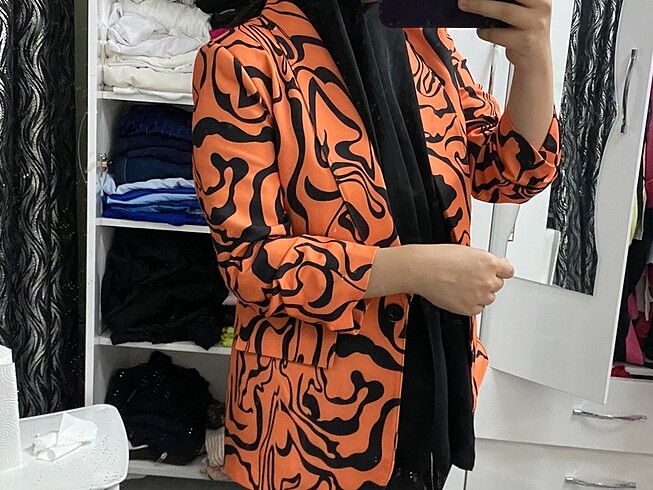 l Beden turuncu Renk Blazer ceket