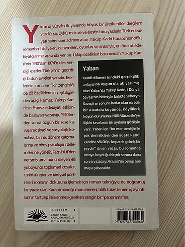  Yakup kadri karaosmanoğlu Yaban 