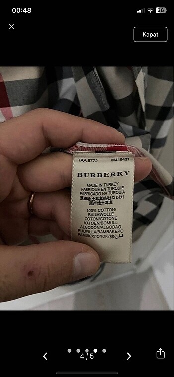 xxl Beden Burberry Ekose Gömlek