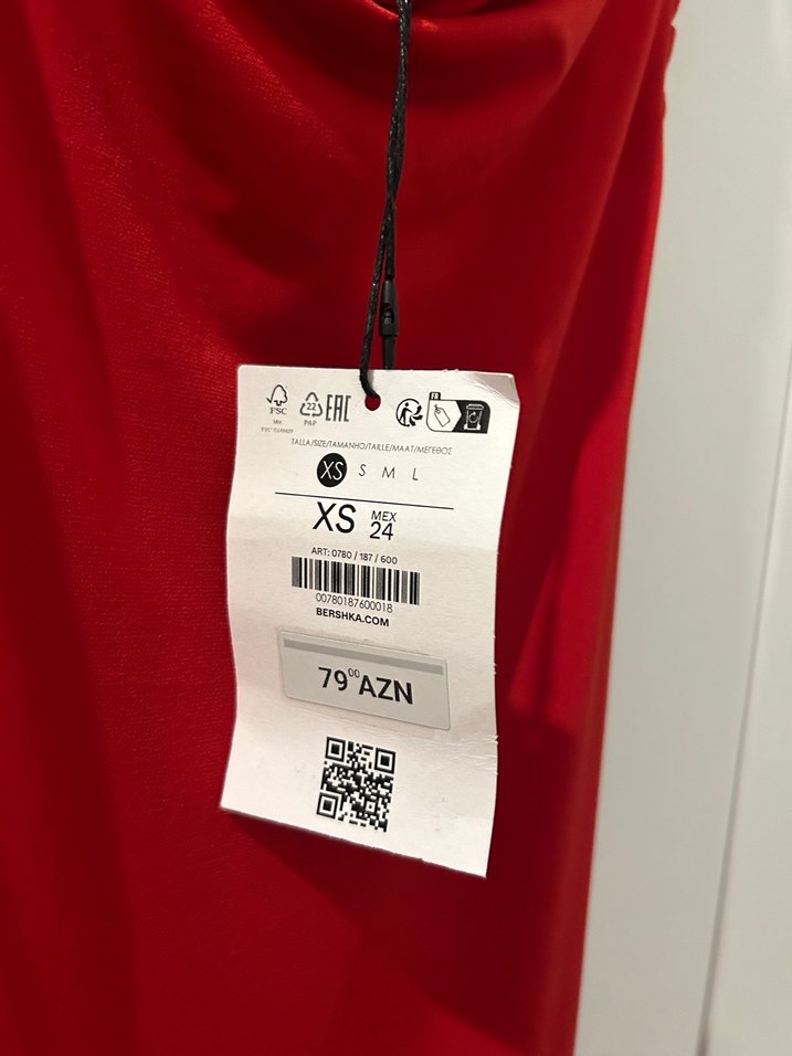 Bershka Kırmızı Uzun Drapeli Askılı Elbise - Görsel 4