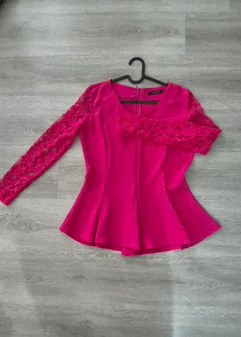 Dantel Detaylı Pembe Mini Bluz - Görsel 2