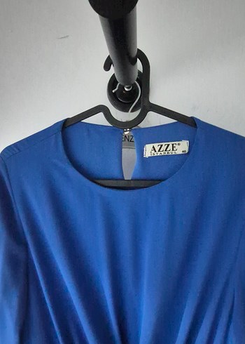 Mavi Uzun Kollu Salaş Elbise - Görsel 4