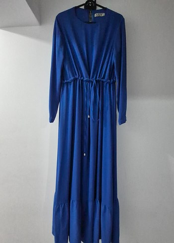 Mavi Uzun Kollu Salaş Elbise - Görsel 2