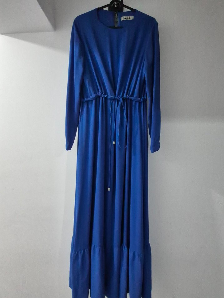 Mavi Uzun Kollu Salaş Elbise - Görsel 2