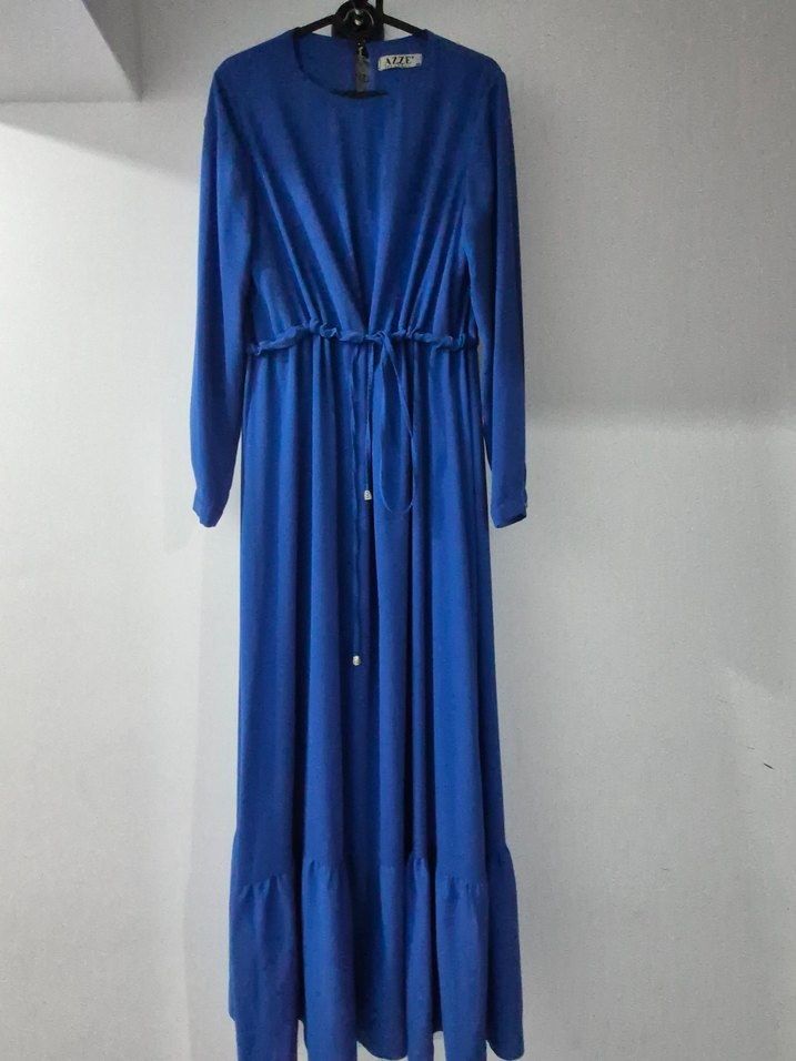 Mavi Uzun Kollu Salaş Elbise - Görsel 3