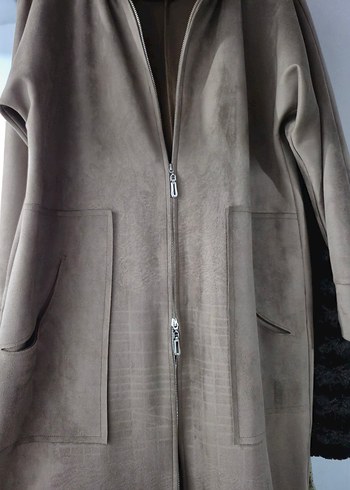 Kadın Bej Süet Uzun Palto - Görsel 4