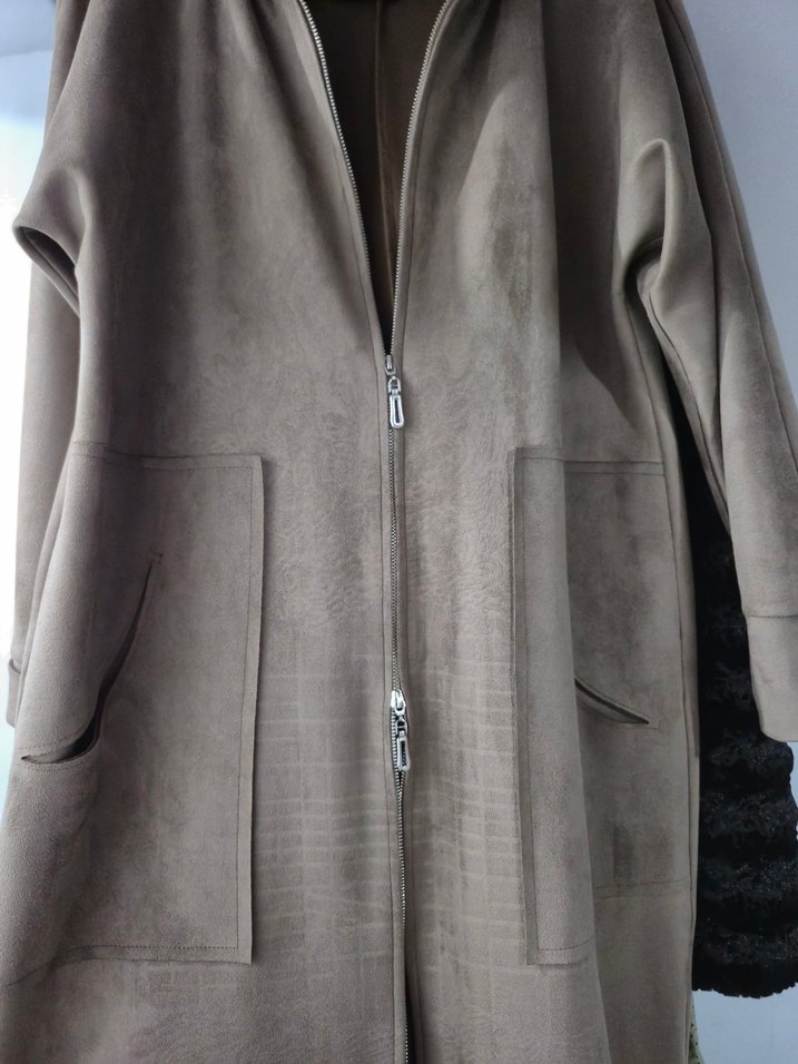 Kadın Bej Süet Uzun Palto - Görsel 4