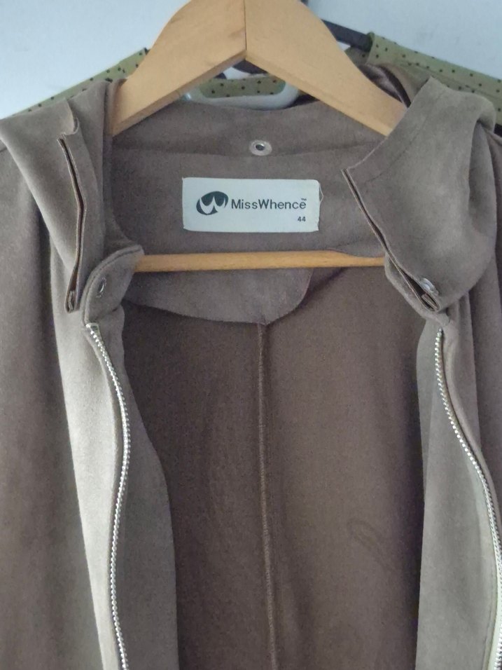 Kadın Bej Süet Uzun Palto - Görsel 5