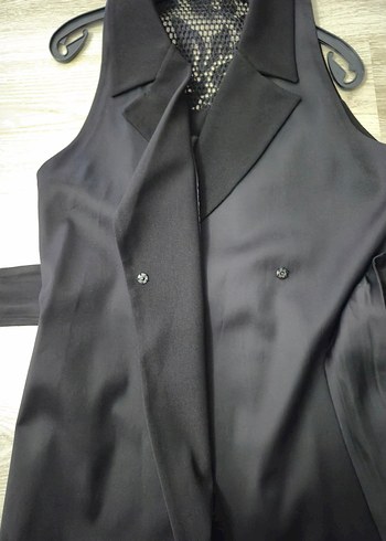 Siyah Kemerli Uzun Kadın Abiye Elbise - Görsel 4