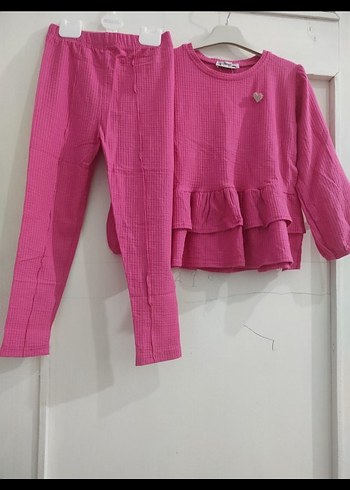 Pembe Fırfırlı Uzun Kollu Bebek Kız Takımı - Görsel 2