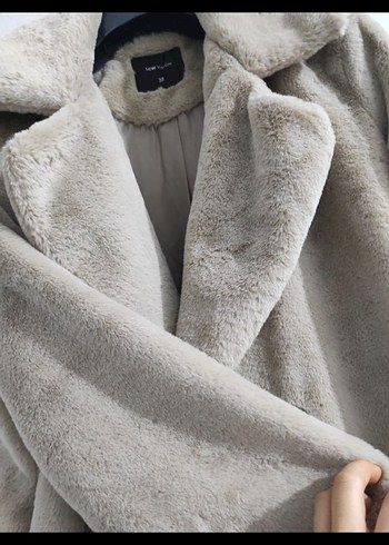 Kadın Bej Tüylü Midi Kaban - Görsel 5