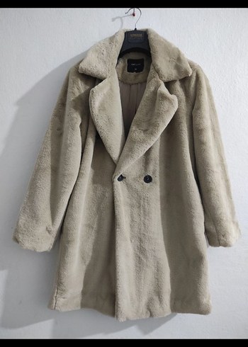 Kadın Bej Tüylü Midi Kaban - Görsel 2