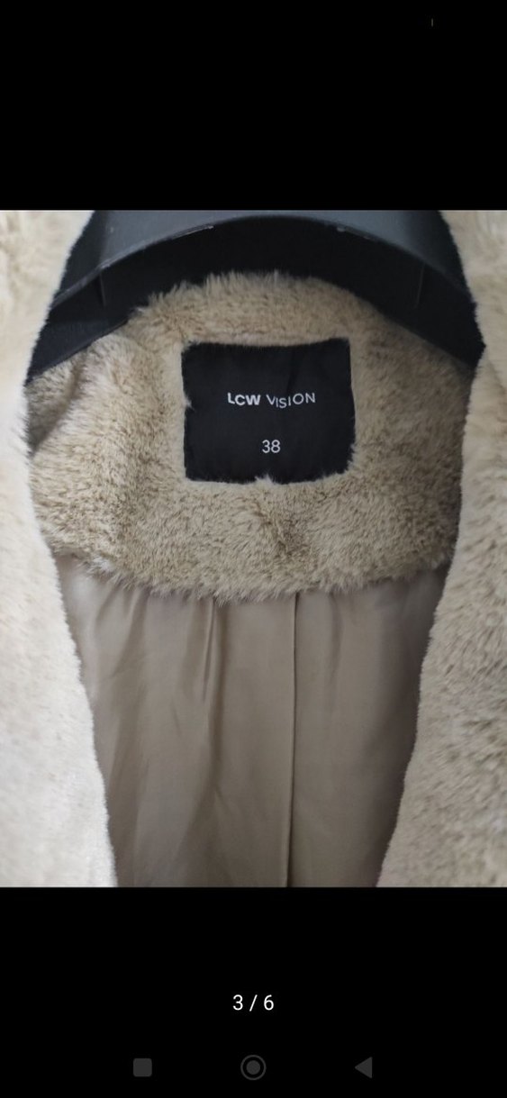 Kadın Bej Tüylü Midi Kaban - Görsel 3