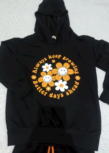 Kız Siyah Baskılı Rahat Eşofman Takımı - Görsel 4