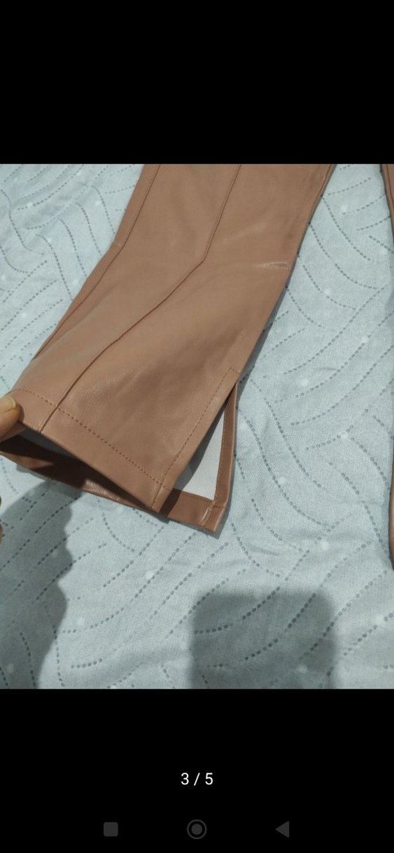 Bej Parlak Deri kız çocuk Pantolon - Görsel 3